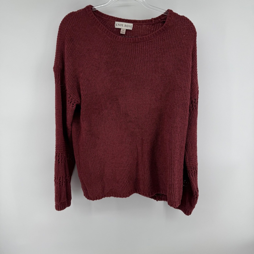 Knox Rose Burgundy Textured Knit Cutout Sleeve Sweater‎ Women's Medium